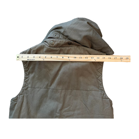 NSF Womens Army Khaki Green Cargo Zip Snap Hooded Vest Sz S - Picture 7 of 9